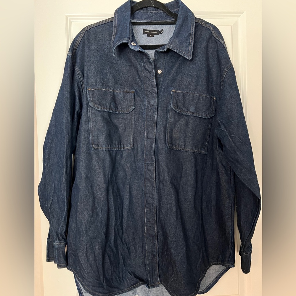 Good American Dark Blue Denim Shirt